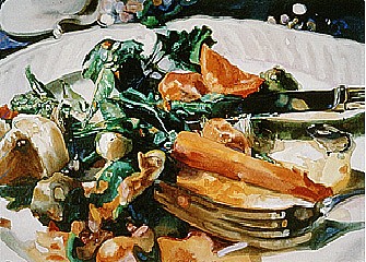 Carolyn Brady, Carrot Dinner/Le Vieux Manoir
1998, Watercolor on Paper