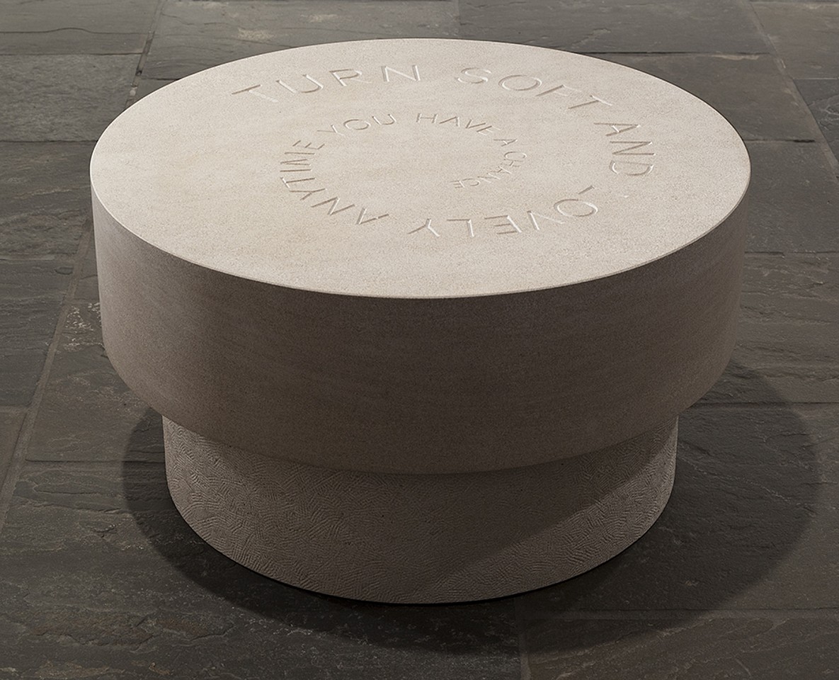 Jenny Holzer, Turn Soft (Turn Soft and Lovely Anytime You Have A Chance)
2011, Indiana Buff Limestone Table