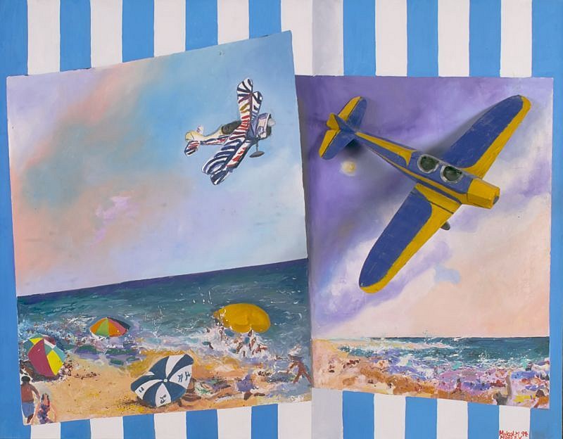 Malcolm Morley, Pictures from the Azores
1994, Mixed Media: Oil on Canvas with Painted Model Plane