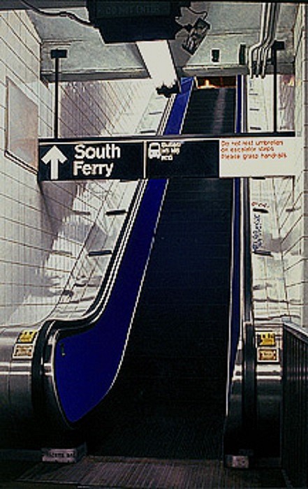 Daniel Greene, Escalator - South Ferry, 1992   (Subway Series)
1992, Oil on Wood