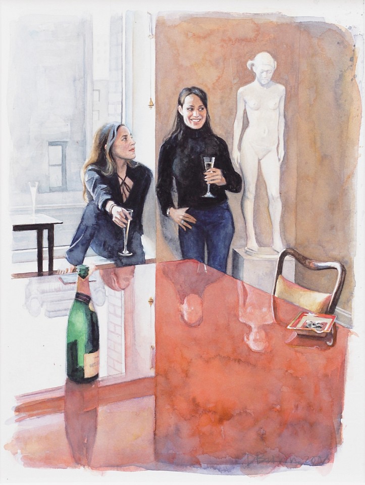 Delia Brown, Sarah and Jennifer by the Red Table
2003, Watercolor on Paper