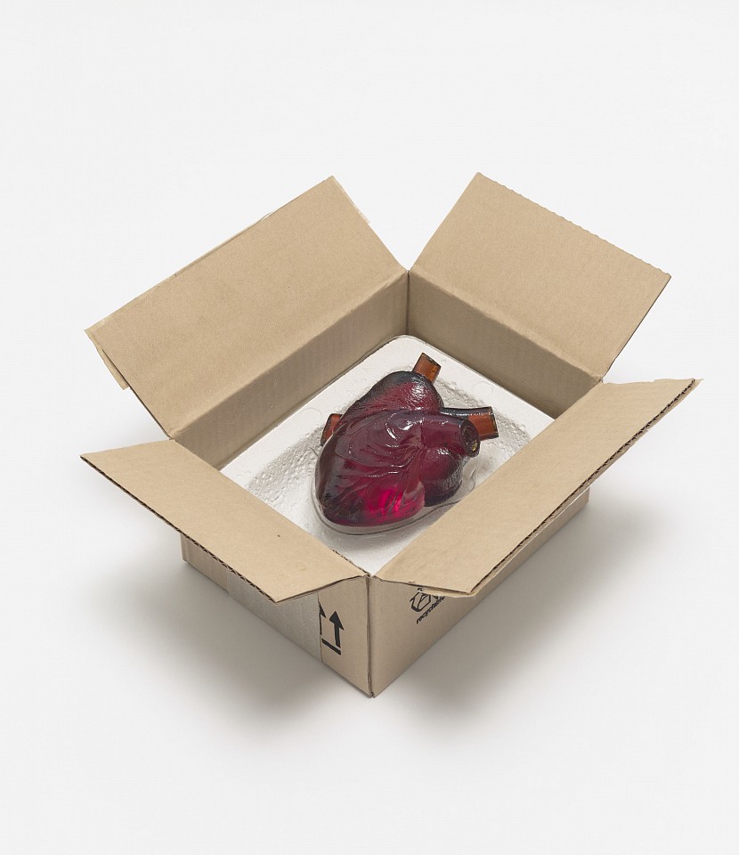 Robert Gober, Heart in a Box
2014-2015, Corrugated Aluminum, Paper, Paint, Ink, Plaster, Cotton Thread, Cast and Slumped Glass