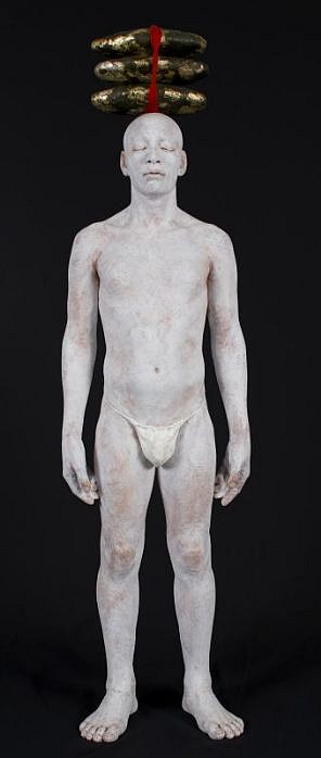 Chie Shimizu, Untitled
2005, Ultracal, Plaster, Pigment, Gofun (seashell powder) and Silver Leaf