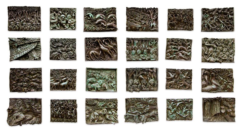 Peter Gourfain, Fate of the Earth (24 Bronze Panels on the Theme of Ecology)
1984-89, Cast Bronze