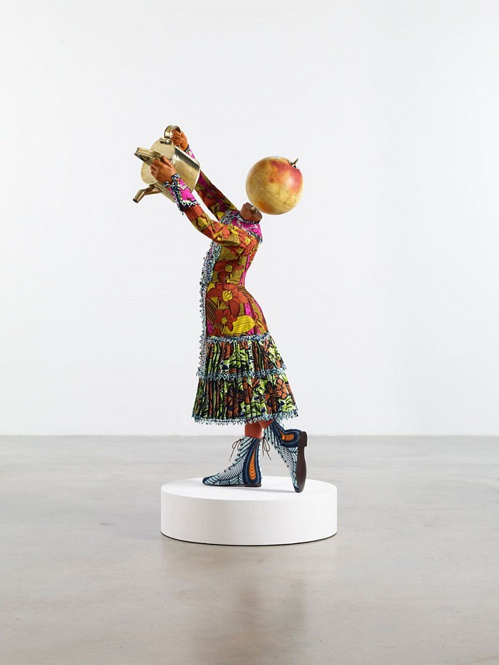 Yinka Shonibare, MBE, Water Kid (Girl) II
2021, VariousFibreglass mannequin, Dutch wax printed cotton textile, globe, brass, steel baseplate, resin.